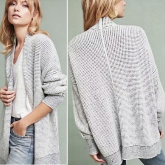Anthro. Sleeping on Snow Wool/Alpaca Waffle-knit Grandpa Cardigan - Picture 1 of 9